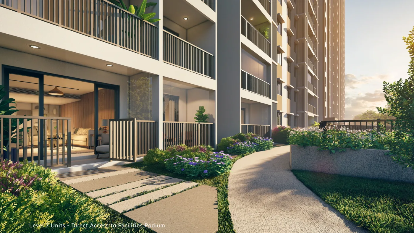 Facilities podium garden path, Anya at Shorea Park